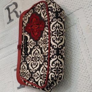 PETUNIA PICKLE BOTTOM BLACK & RED DAMASK PRINT DIAPER BAG
